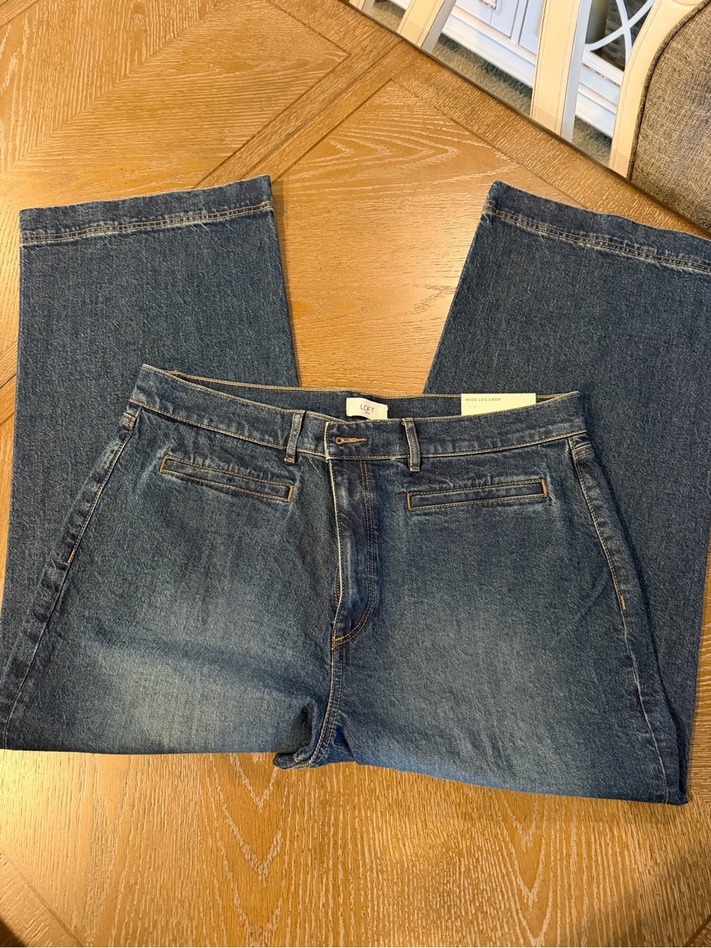 NWT/LOFT Women’s Wide Leg Crop Blue Denim Jeans -size 16